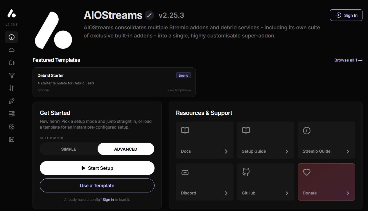 AIOStreams - Homepage