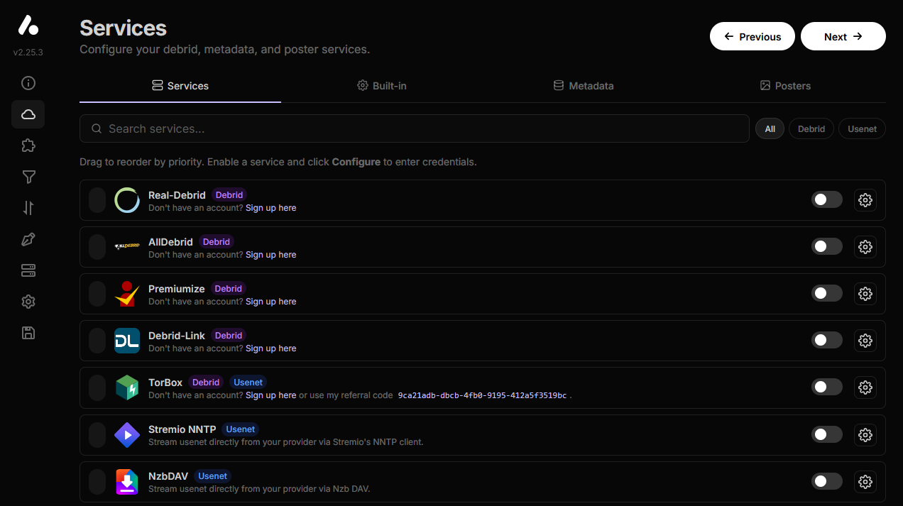 AIOStreams - Services