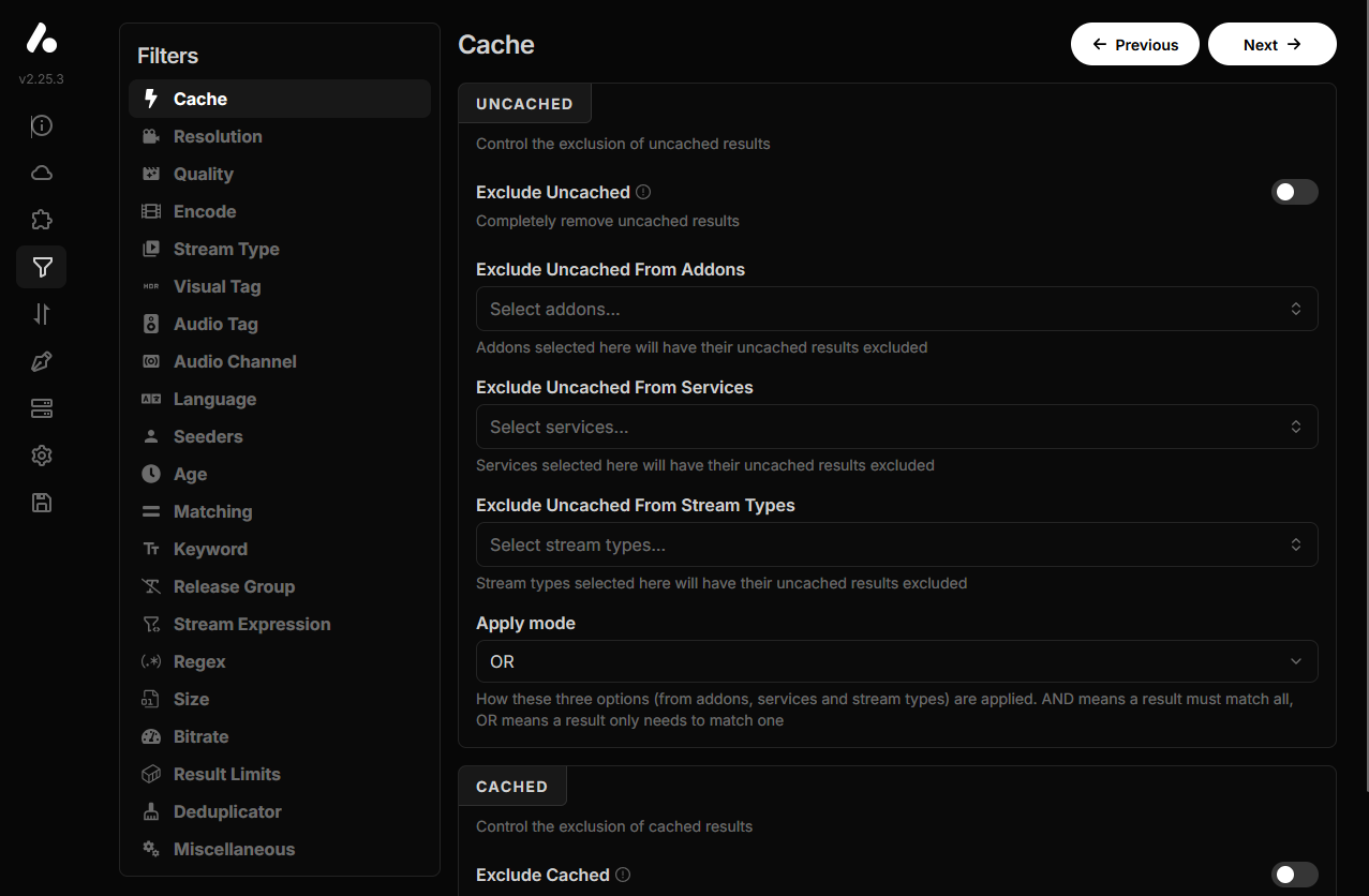 AIOStreams - Filters